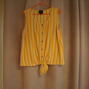 W5 Yellow Stripped Sleeveless Button Down Shirt